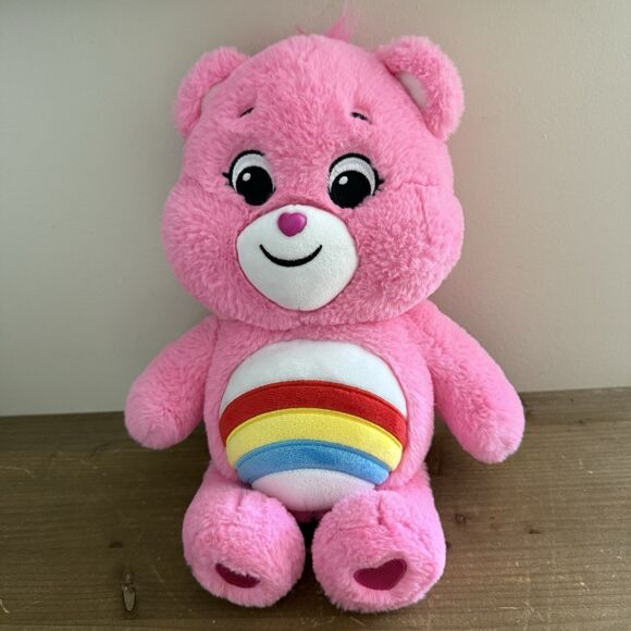 Care Bear 2020 pink cheer Bear 15” inch pink nose basic fun Rainbow - Picture 1 of 4